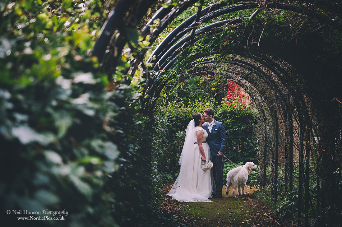 Bride and Groom at Abbey Garden Abingdon on their Wedding day