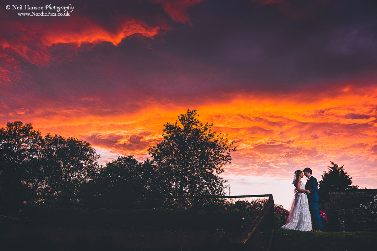 Amazing sunset on a wedding day at The Old Swan and Minster Mill