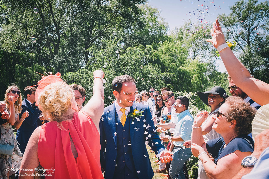 Wedding confetti being thrown