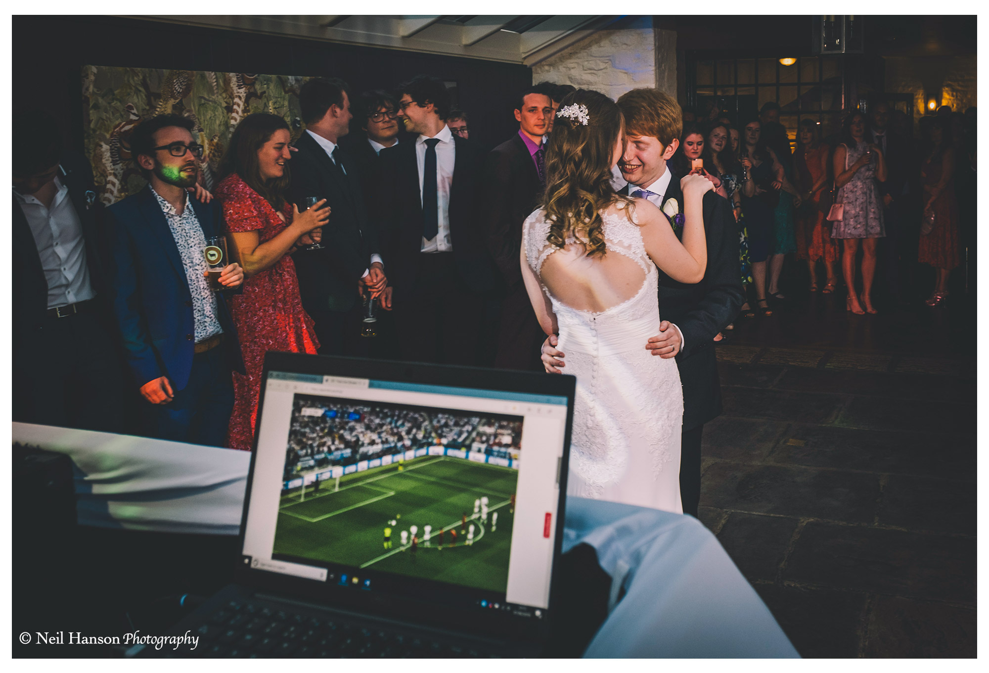 Watching the champions league final during the first dance