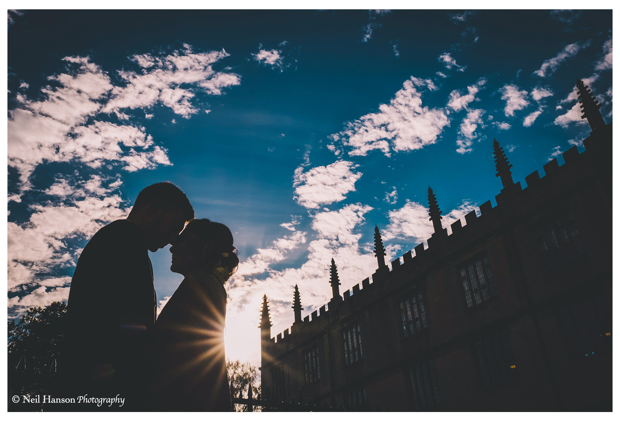 bride and groom silhouette in Oxford