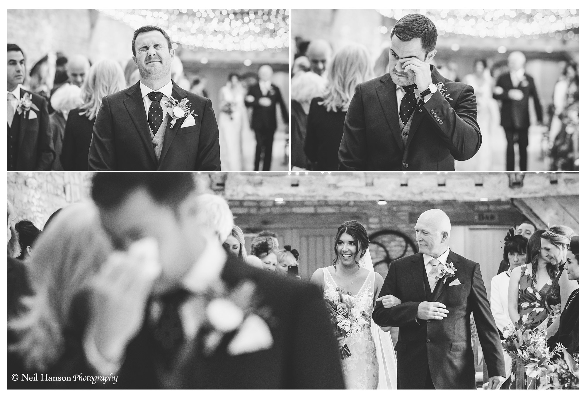Emotional groom on his wedding day at Caswell House Oxfordshire