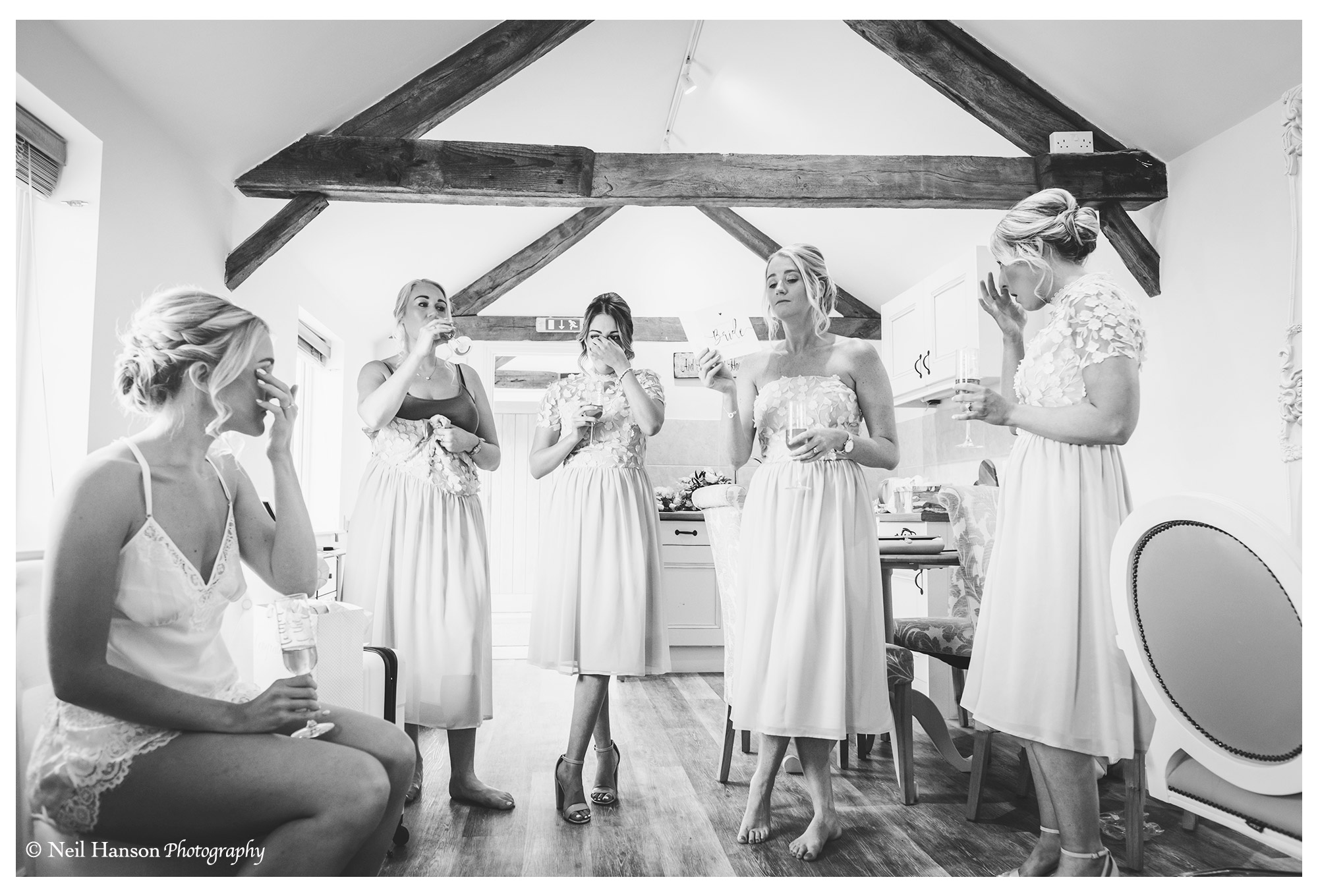 Emotional bridesmaids at caswell House Wedding