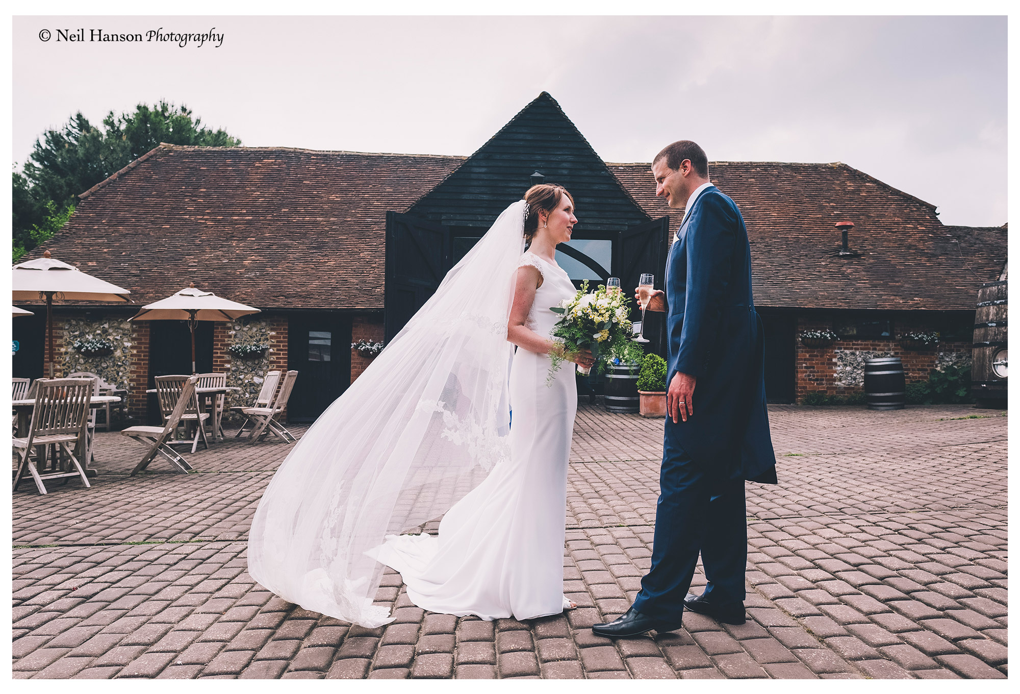 Bride and groom at Old Luxters Barn Wedding 