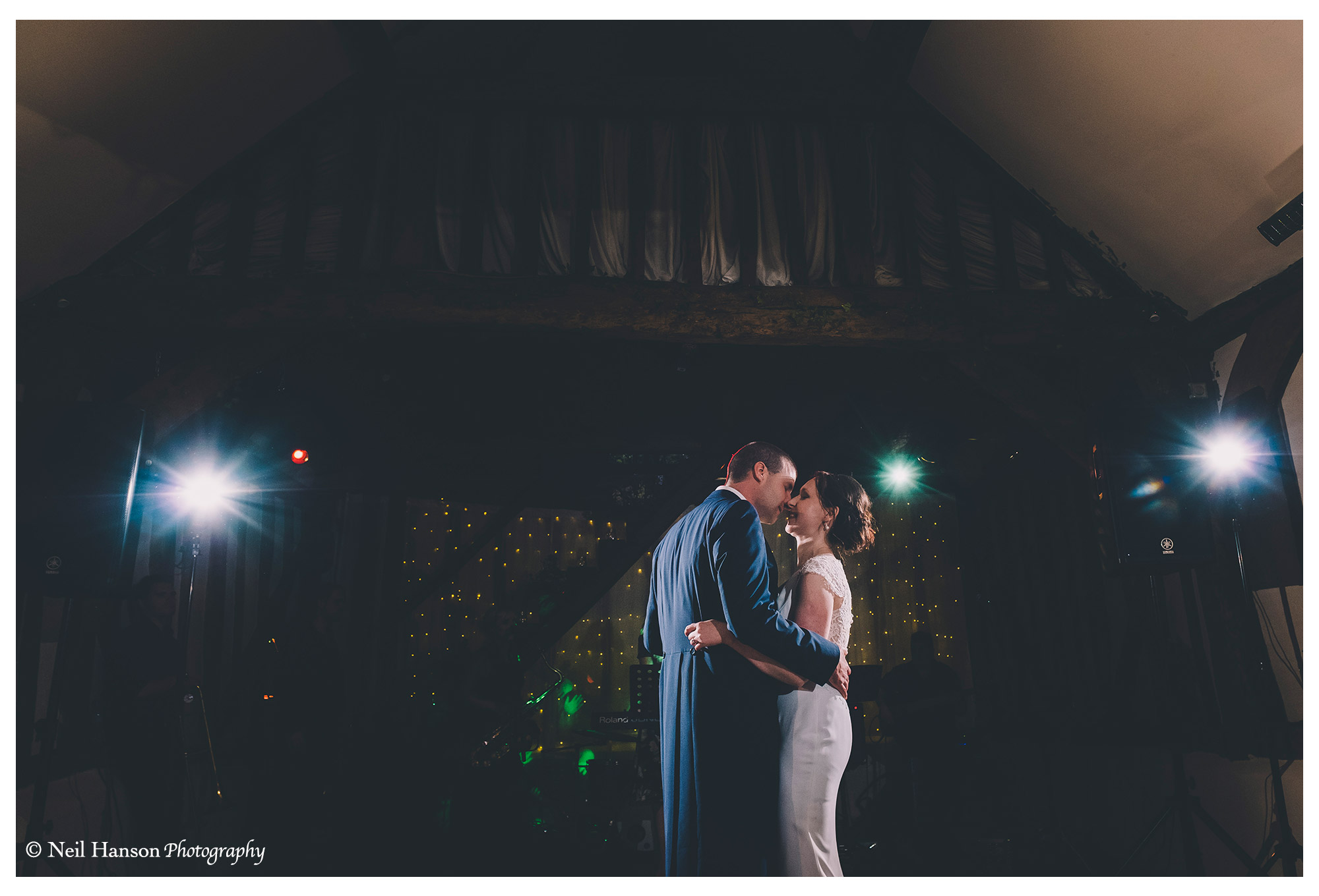 bride and grooms first dance at their Wedding at Old Luxters Barn