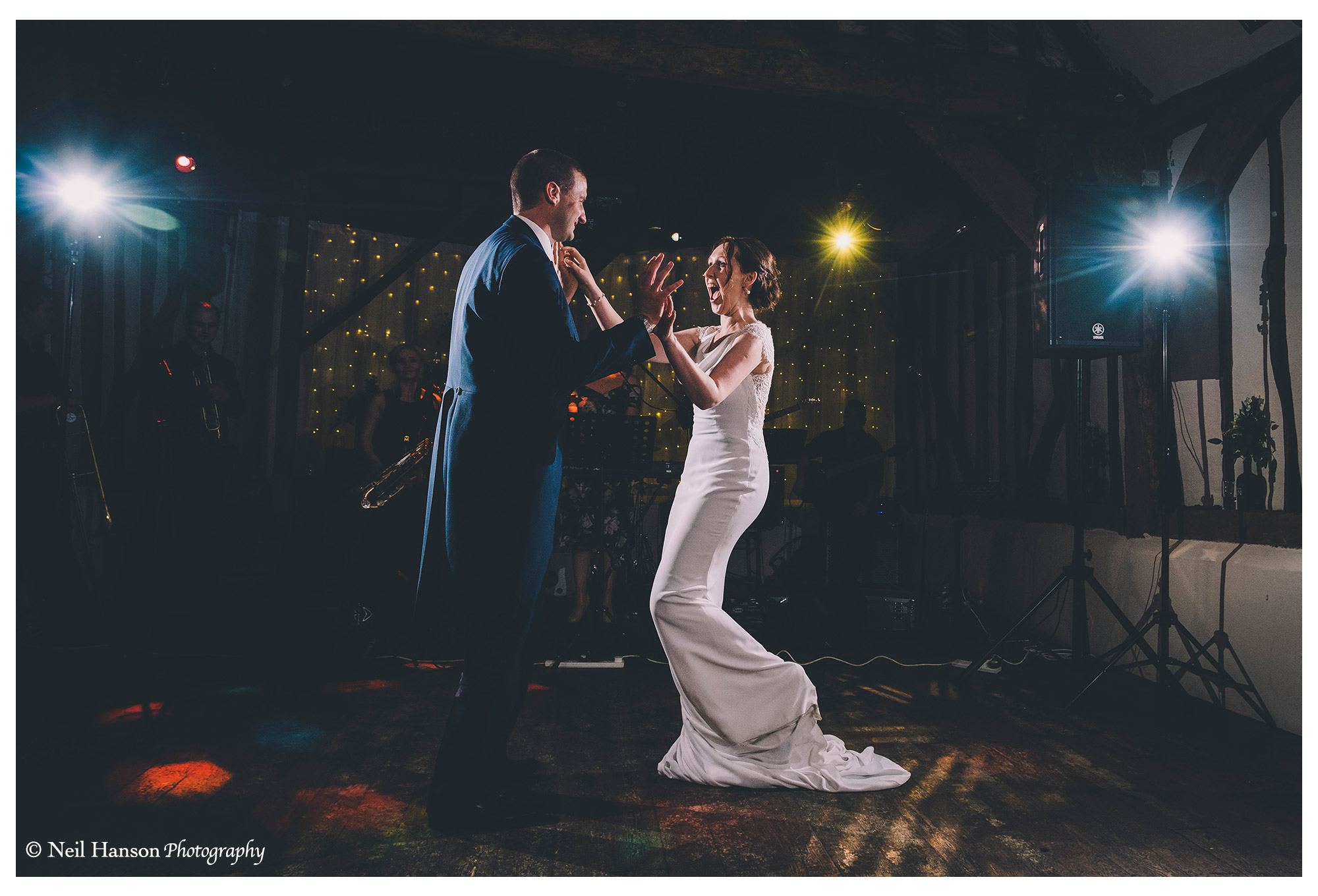 bride and grooms first dance at Old Luxters Barn