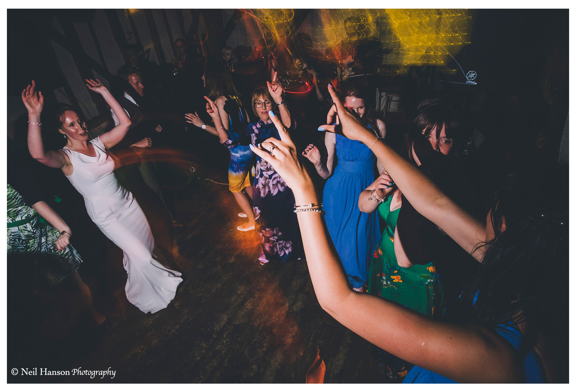 Bride & friends dancing the night away at Old Luxters Barn Wedding